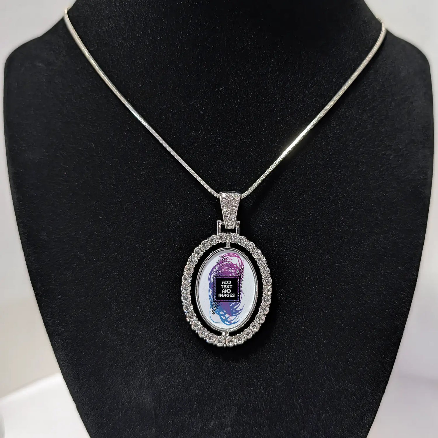 Rhinestone Pendant - Double-Sided Oval - Design Your Own