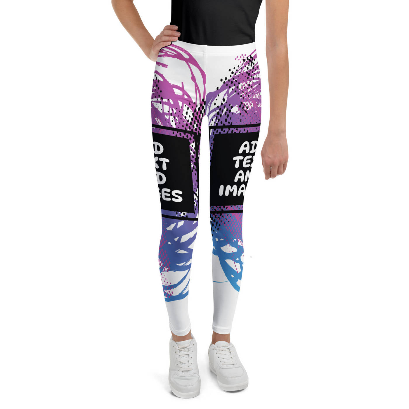 Youth Girls Leggings (All-Over Print) (White Stitch) - Design Your Own