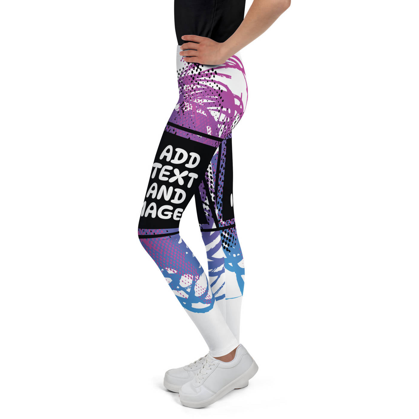 Youth Girls Leggings (All-Over Print) (White Stitch) - Design Your Own
