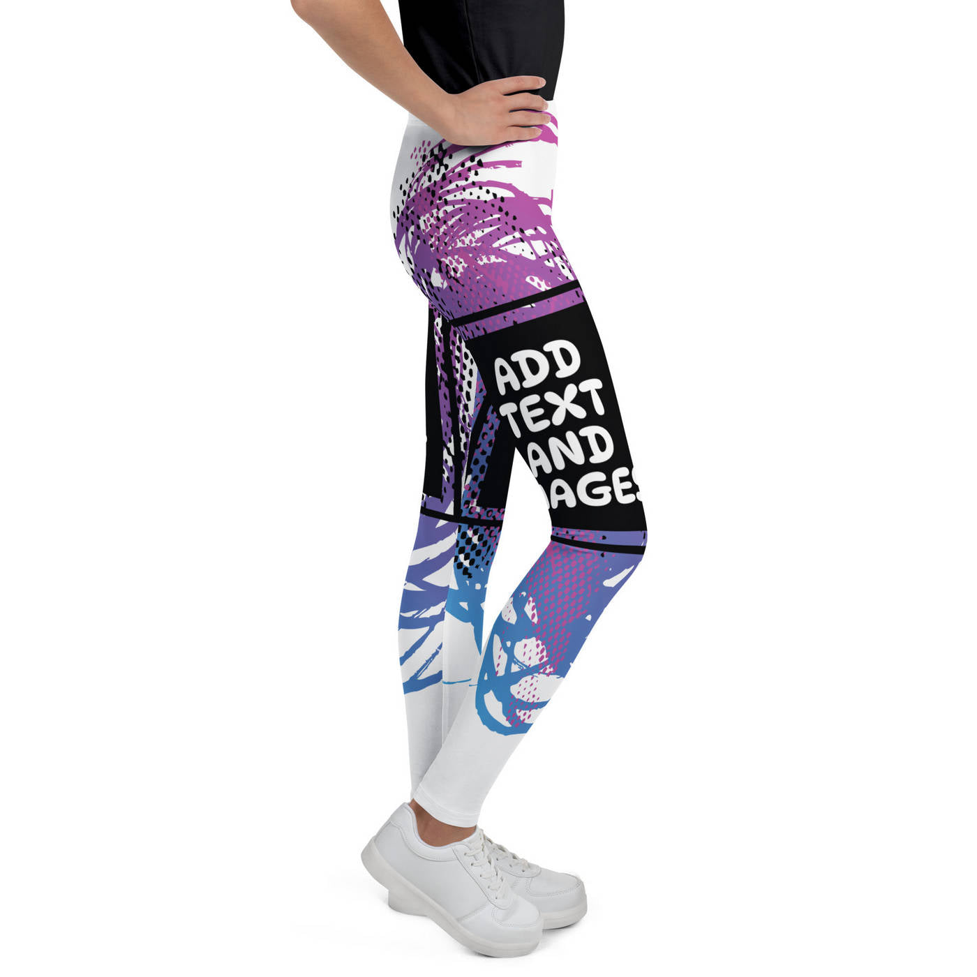 Youth Girls Leggings (All-Over Print) (White Stitch) - Design Your Own