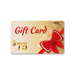Gift card with a red bow and $75 amount on a beige background