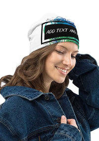 Exclusive Beanie (all - over print) (White Stitch) - White - S