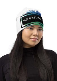 Exclusive Beanie (all - over print) (White Stitch) - White - S