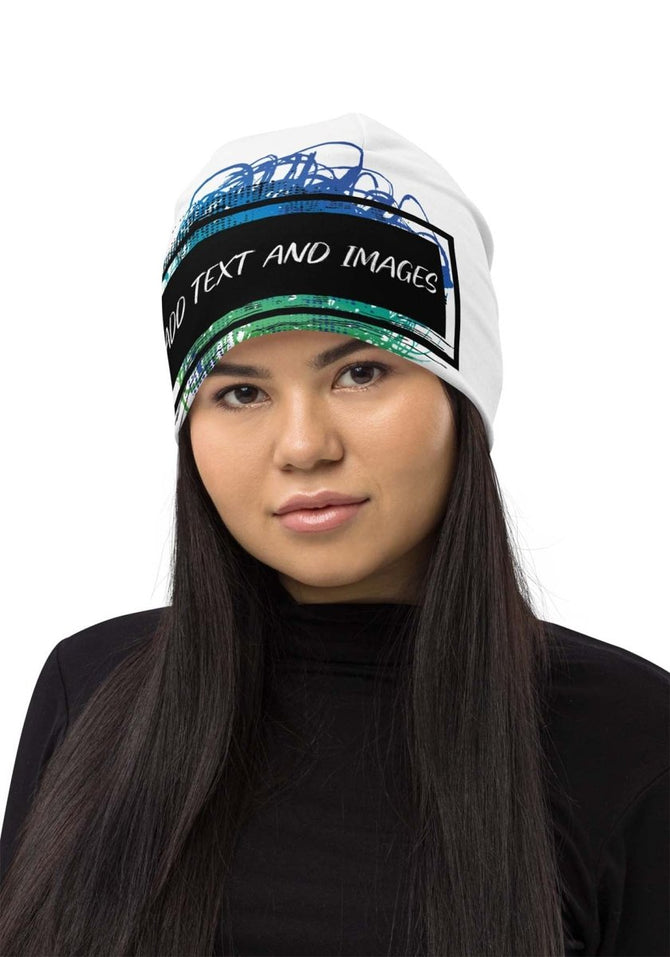 Exclusive Beanie (all - over print) (White Stitch) - White - S