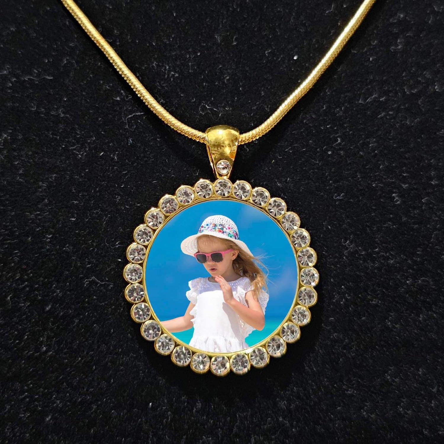 Necklace Rhinestone Pendant - Round - Design Your Own
