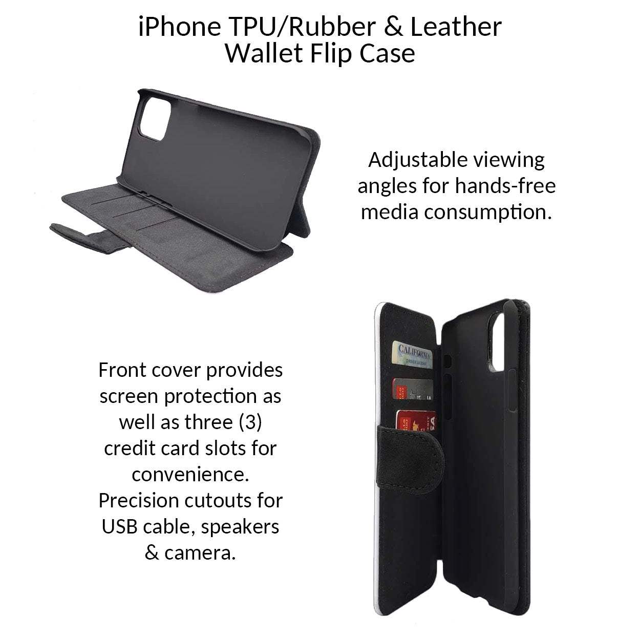 Apple iPhone® Leather Wallet Flip Case - Design Your Own