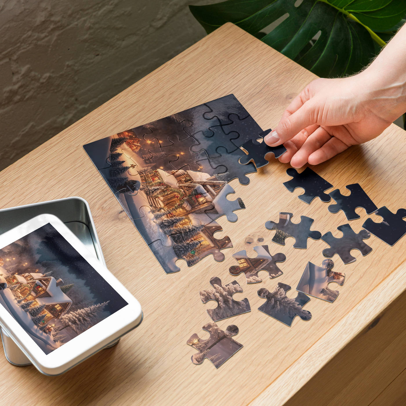 Jigsaw Puzzle (Inc. Tin) - Snowy Christmas House