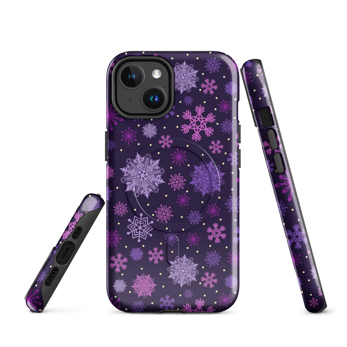 Apple iPhone® MagSafe® Tough Case - Purple & Pink Snowflakes