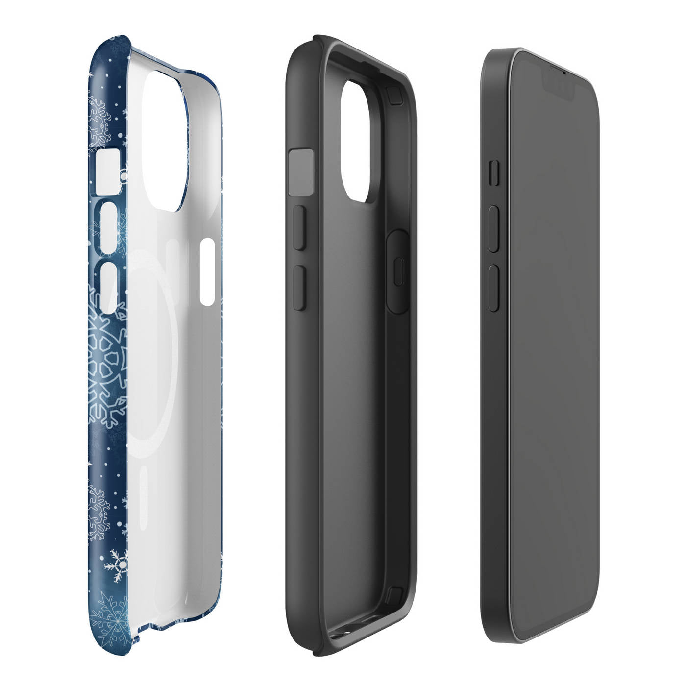 Apple iPhone® MagSafe® Tough Case - Frosted Snowflakes on Blue