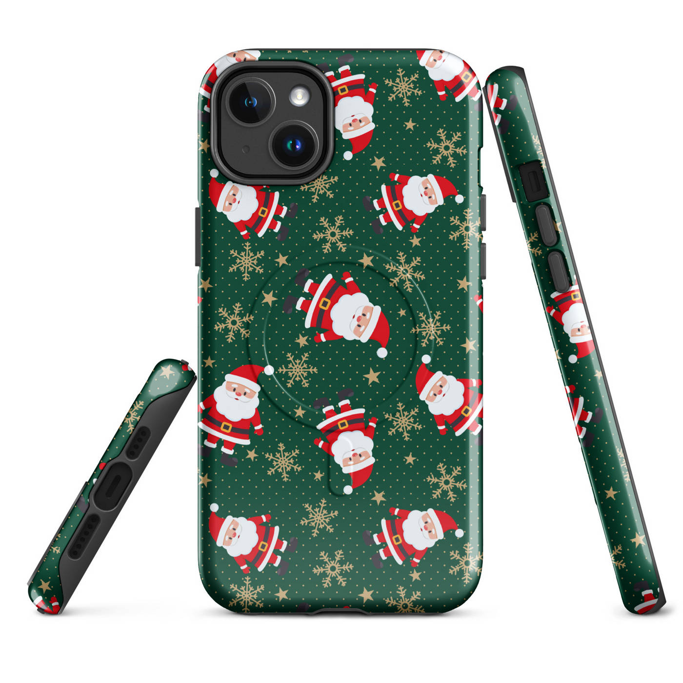 Apple iPhone® MagSafe® Tough Case - Christmas Santa Snowflake Pattern