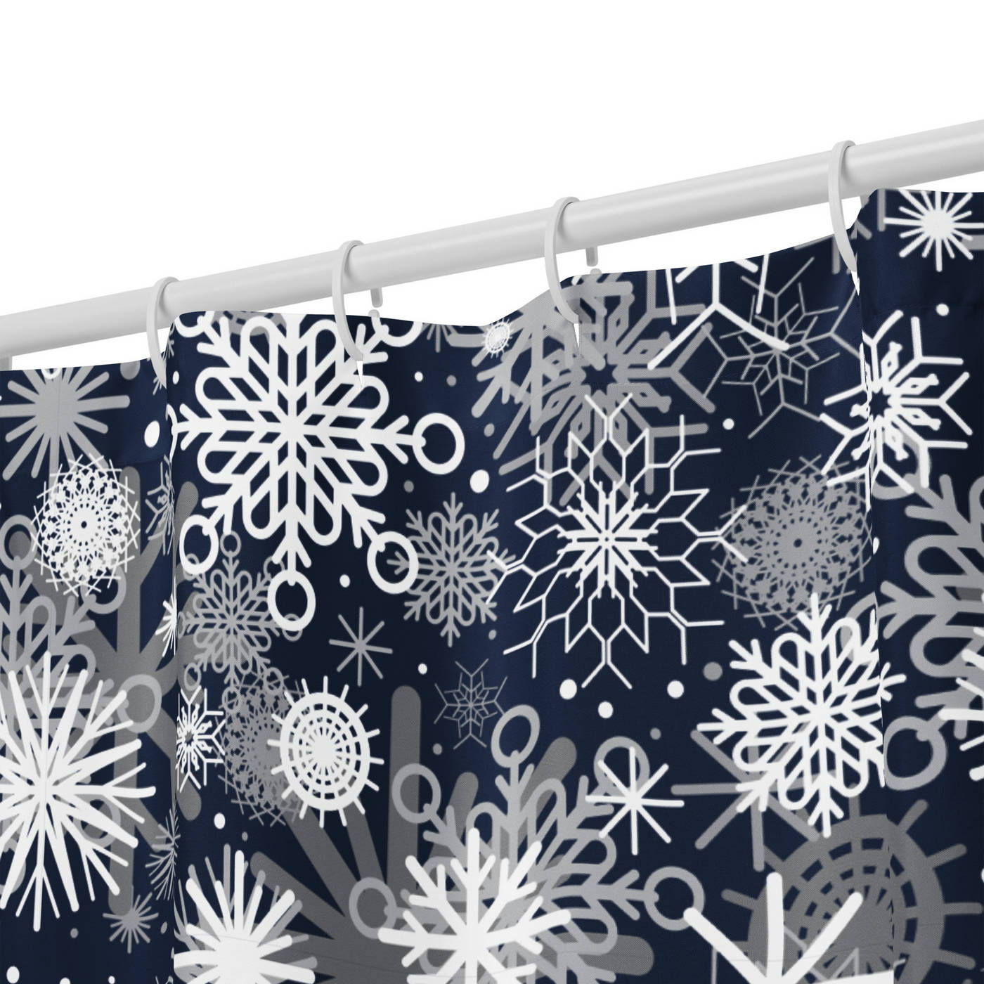 Bathroom Shower Curtain - Snowflake Blizzard