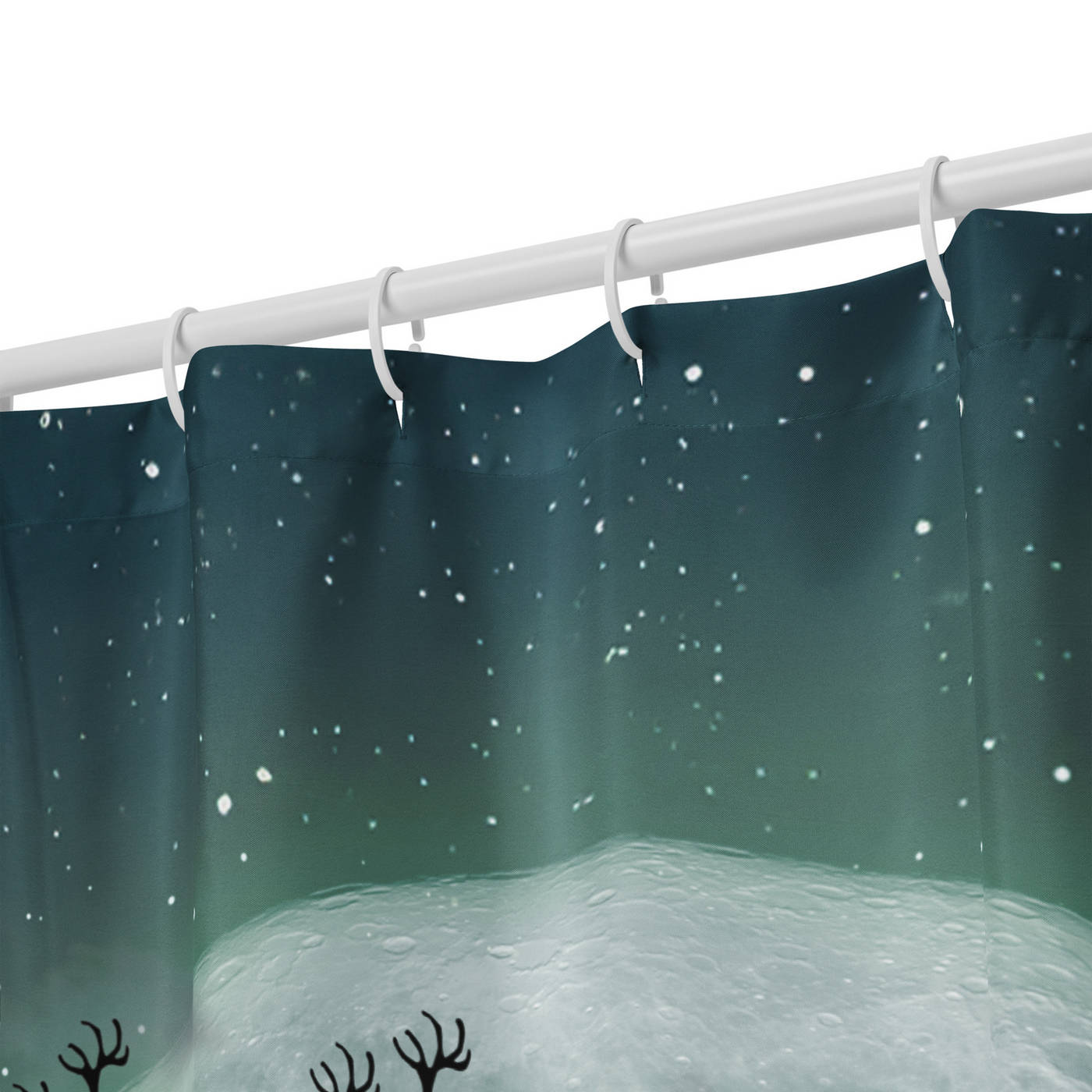 Bathroom Shower Curtain - Christmas Santa Sleigh & Reindeer