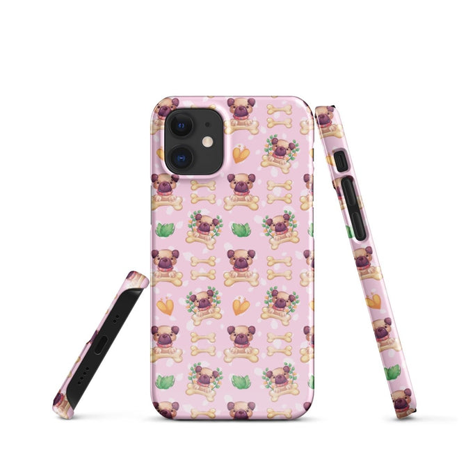 iPhone® Snap Case - Pattern - Dog 1 Pink - Glossy - iPhone 12 Mini