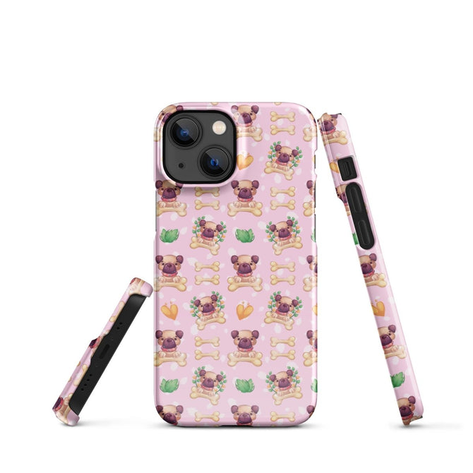 iPhone® Snap Case - Pattern - Dog 1 Pink - Glossy - iPhone 13 Mini