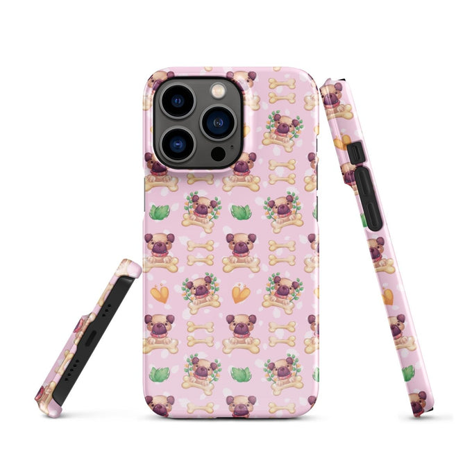 iPhone® Snap Case - Pattern - Dog 1 Pink - Glossy - iPhone 13 Pro