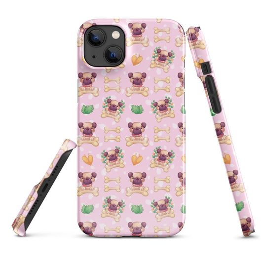 iPhone® Snap Case - Pattern - Dog 1 Pink - Glossy - iPhone 14 Plus