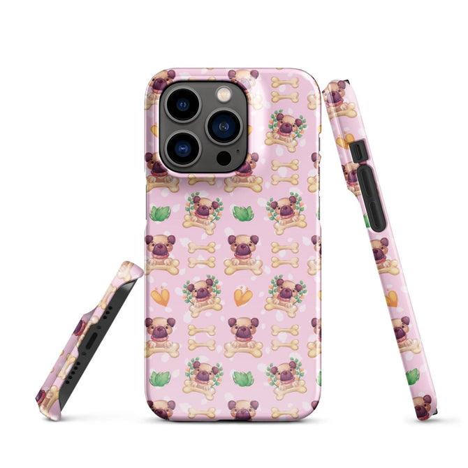 iPhone® Snap Case - Pattern - Dog 1 Pink - Glossy - iPhone 14 Pro