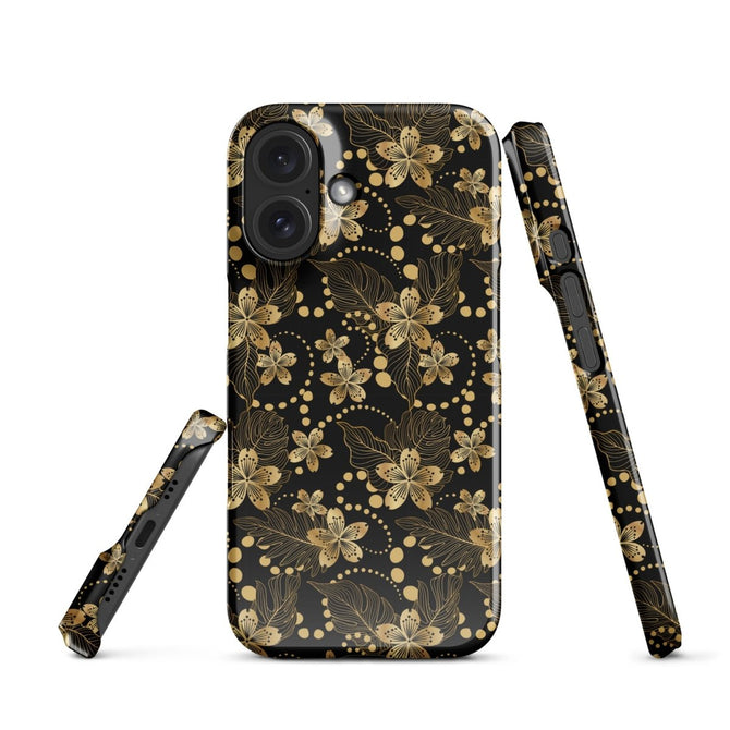 iPhone® Snap Case - Pattern - Floral Gold 1 - Glossy - iPhone 16