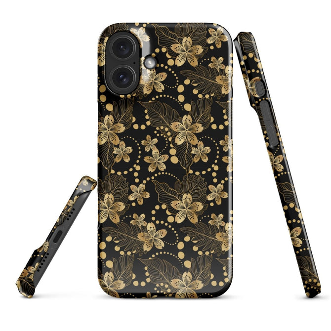 iPhone® Snap Case - Pattern - Floral Gold 1 - Glossy - iPhone 16 Plus