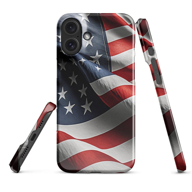 iPhone® Snap Case - USA - Flag Style 1 - Glossy - iPhone 16 Plus