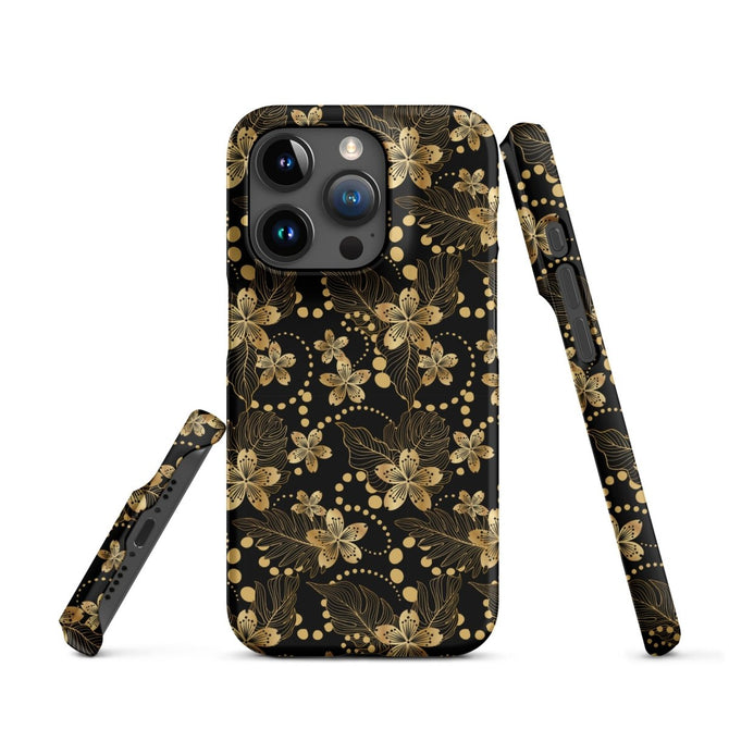 iPhone® Snap Case - Pattern - Floral Gold 1 - Matte - iPhone 15 Pro