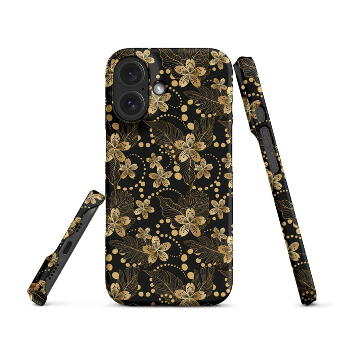 iPhone® Snap Case - Pattern - Floral Gold 1 - Matte - iPhone 16