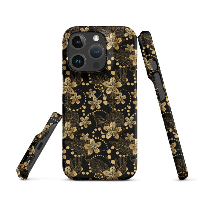 iPhone® Snap Case - Pattern - Floral Gold 1 - Matte - iPhone 16 Pro