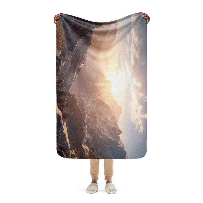 Sherpa Blanket (Full Coverage) - Nature - Mountains 1 (Horizontal) - 37″×57″ - 