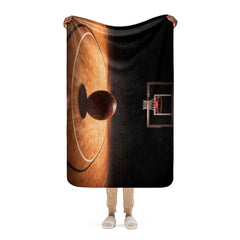 Sherpa Blanket (Full Coverage) - Sports - Basketball 1 (Horizontal) - 37″×57″ - 