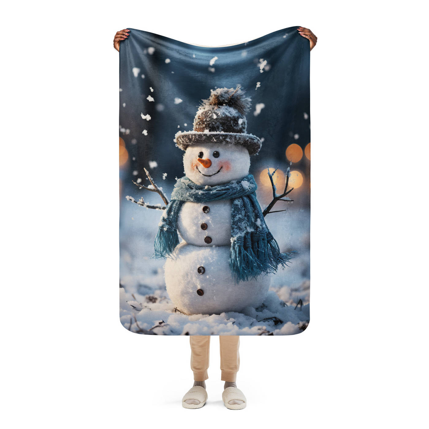 Sherpa Blanket - Christmas - Snowman 1 (Vertical)
