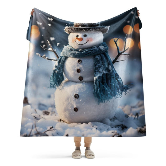 Sherpa Blanket (Full Coverage) - Christmas - Snowman 1 (Vertical) - 60″×80″ - 