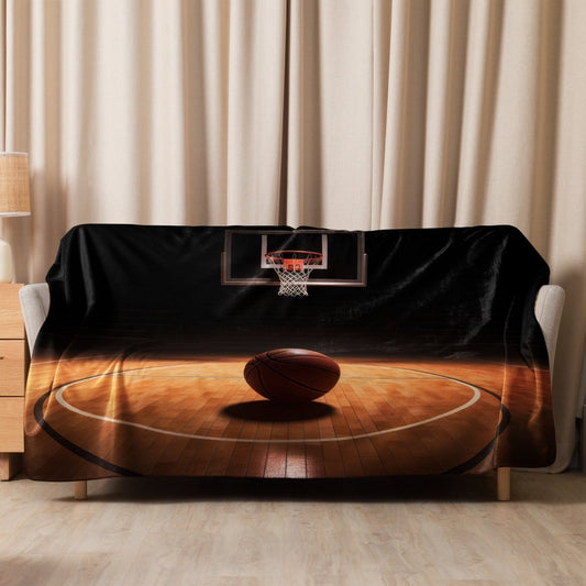 Sherpa Blanket (Full Coverage) - Sports - Basketball 1 (Horizontal) - 60″×80″ - 