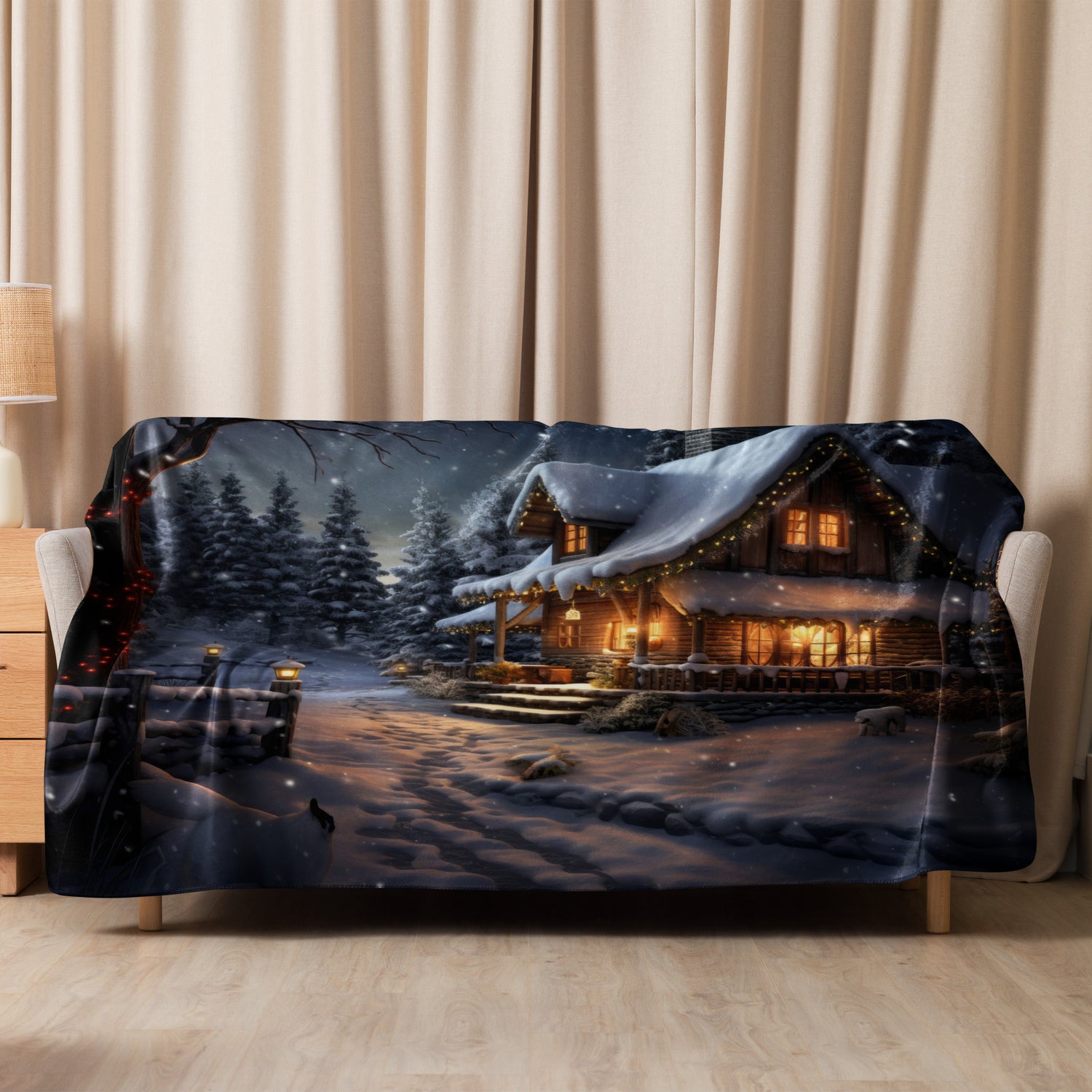 Sherpa Blanket - Snowy Christmas House 3