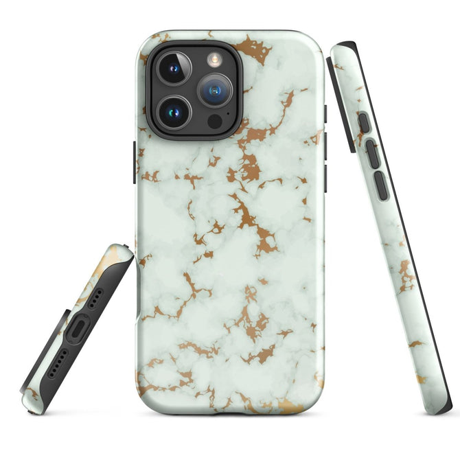 iPhone® Tough Case - Pattern - Marble - Gold Style 1 - Glossy - iPhone 16 Pro Max