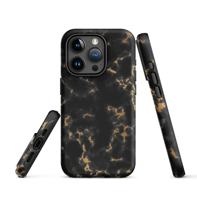 iPhone® Tough Case - Pattern - Marble - Gold Style 2 - Matte - iPhone 15 Pro