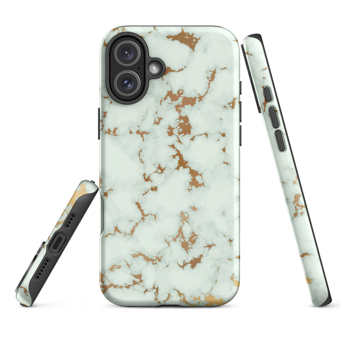 iPhone® Tough Case - Pattern - Marble - Gold Style 1 - Matte - iPhone 16 Plus