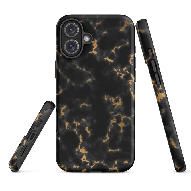 iPhone® Tough Case - Pattern - Marble - Gold Style 2 - Matte - iPhone 16 Plus