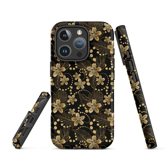 iPhone® Tough Case - Pattern - Floral Gold 1 - Matte - iPhone 16 Pro