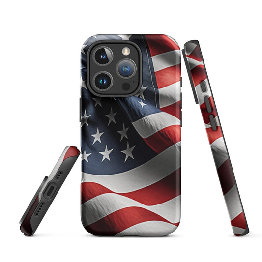 iPhone® Tough Case - USA - Flag Style 1 - Matte - iPhone 16 Pro