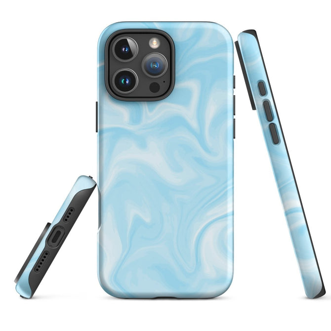 iPhone® Tough Case - Pattern - Marble - Blue Style 1 - Matte - iPhone 16 Pro Max