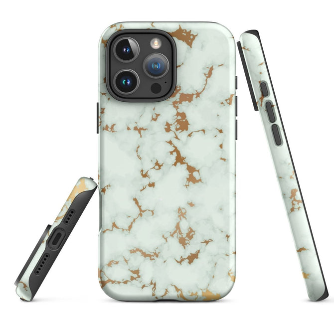 iPhone® Tough Case - Pattern - Marble - Gold Style 1 - Matte - iPhone 16 Pro Max