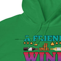 Unisex Adult Heavy Blend™ Hoodie | Gildan 18500 - Drinking - A Friend With Wine
