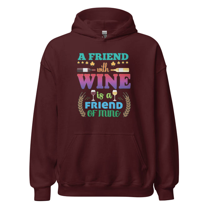 Unisex Adult Heavy Blend™ Hoodie | Gildan 18500 - Drinking - A Friend With Wine
