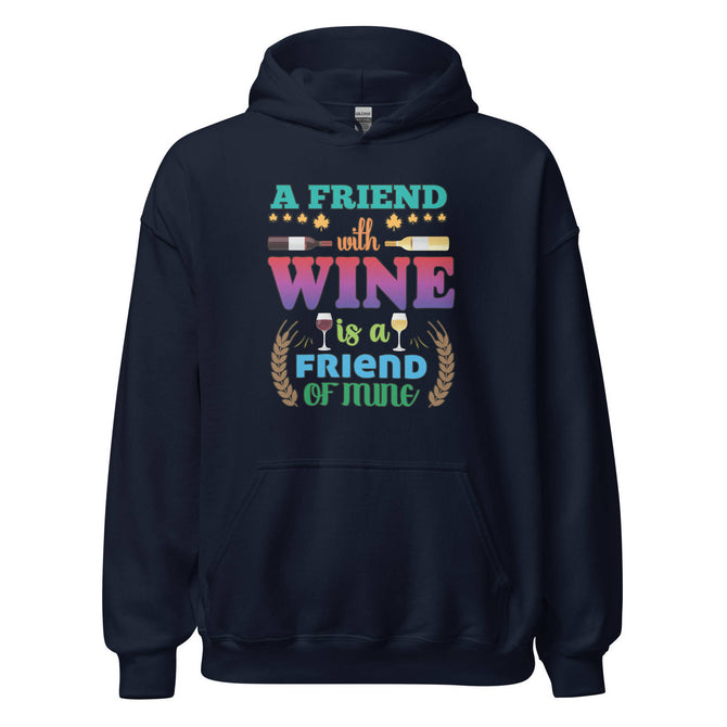 Unisex Adult Heavy Blend™ Hoodie | Gildan 18500 - Drinking - A Friend With Wine