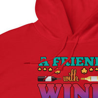 Unisex Adult Heavy Blend™ Hoodie | Gildan 18500 - Drinking - A Friend With Wine