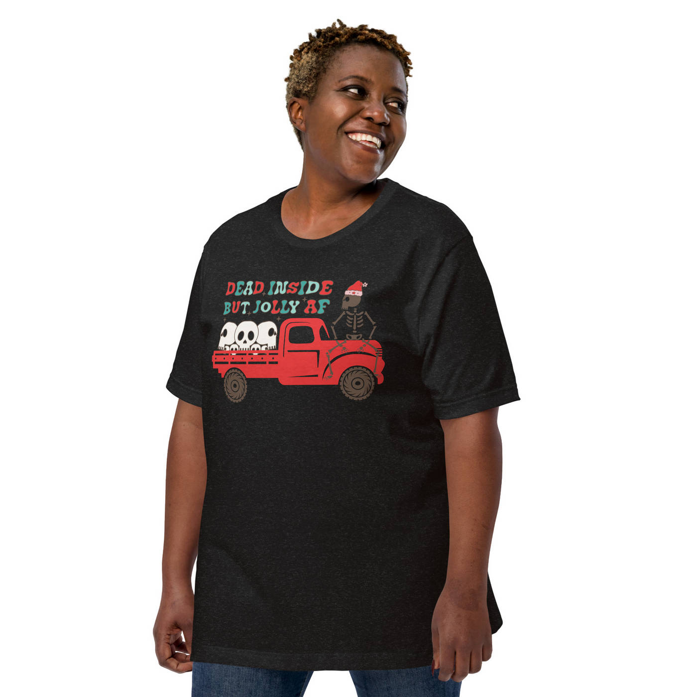Unisex Adult Lightweight T-Shirt | Bella + Canvas 3001 - Christmas Text - Dead Inside